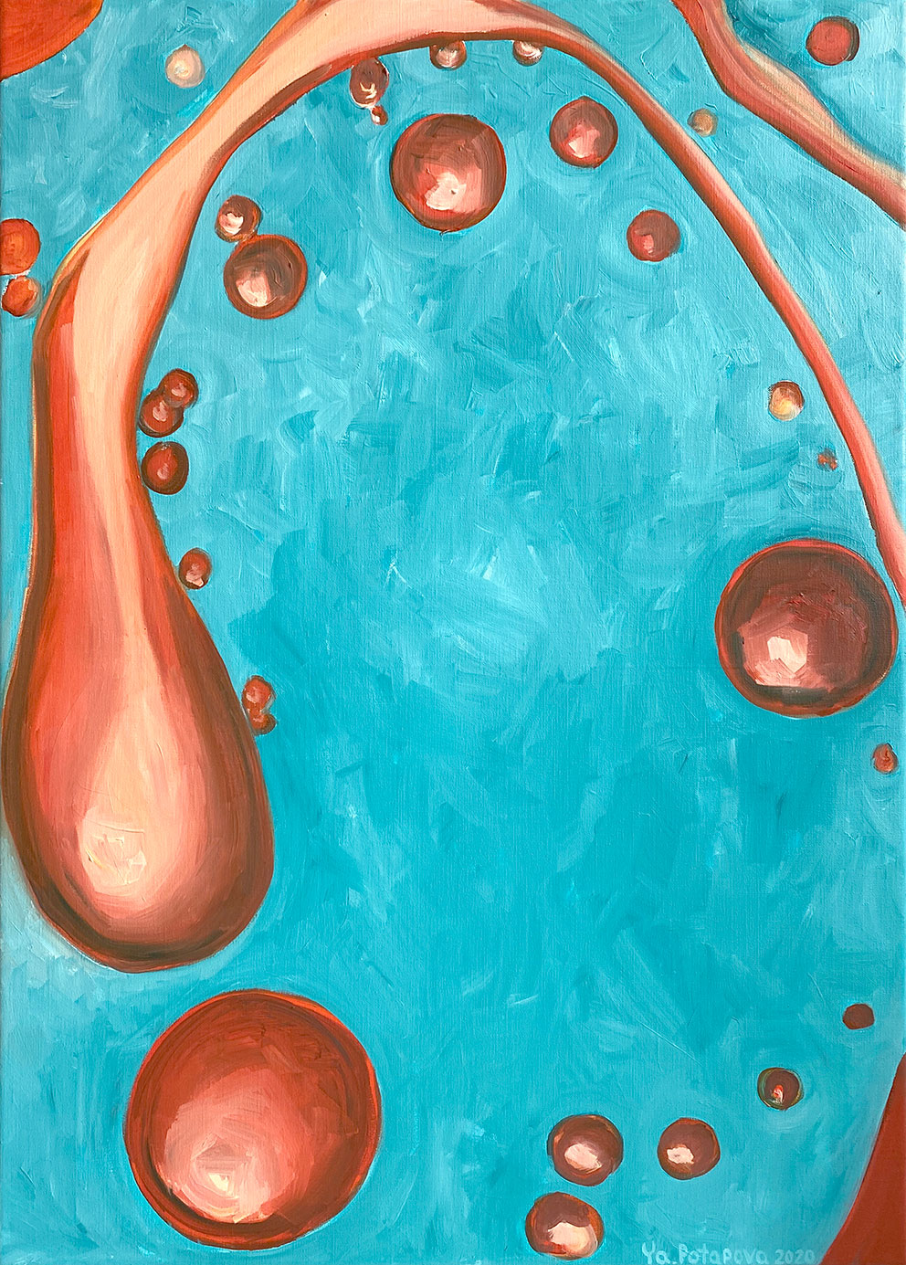 Картина со смыслом, абстракция из серии "В потоке 10", маслом на холсте 70х50 см, YAPOTAPOVA