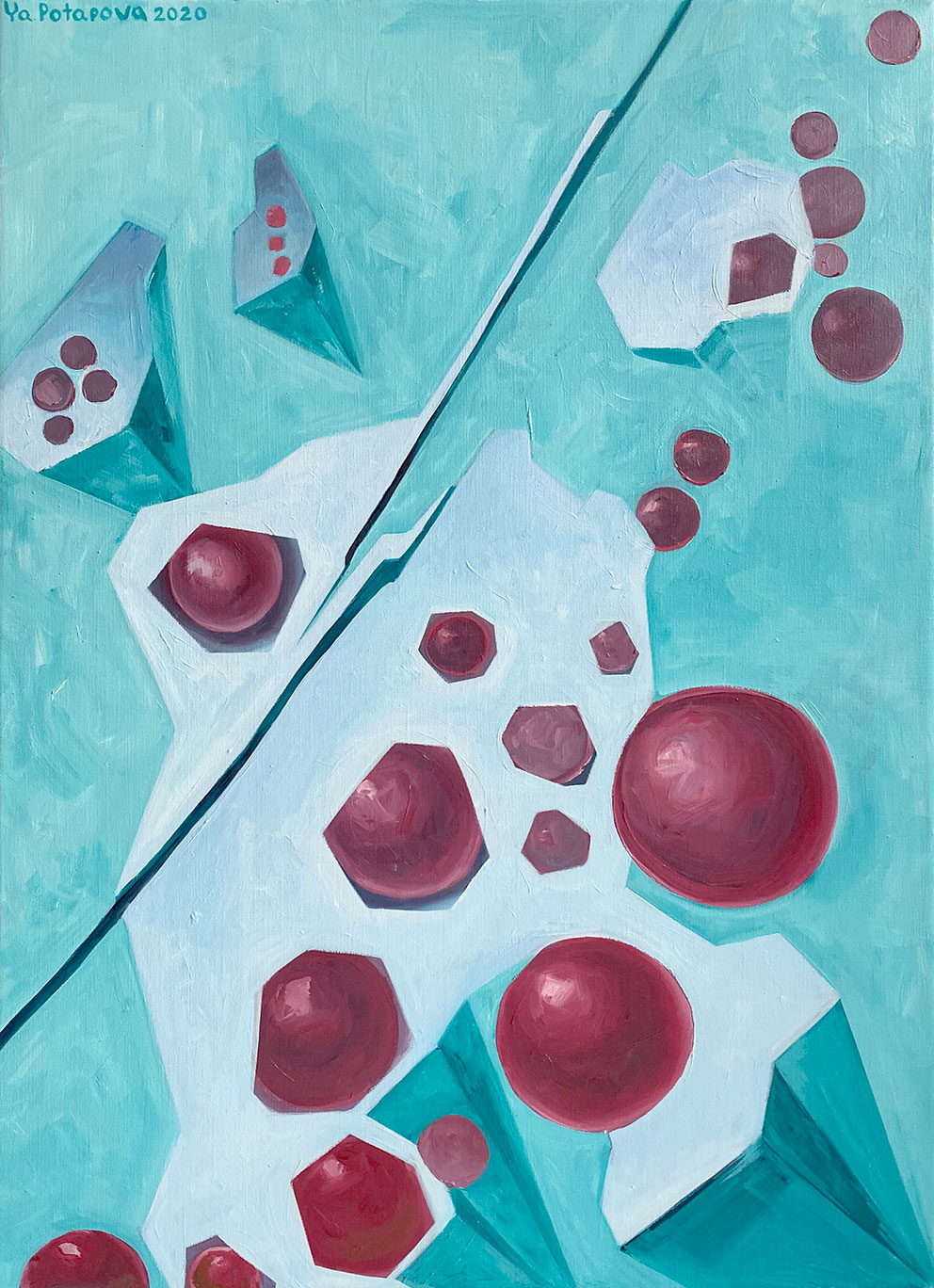 Картина со смыслом, абстракция из серии "В потоке 12", маслом на холсте 70х50 см, YAPOTAPOVA