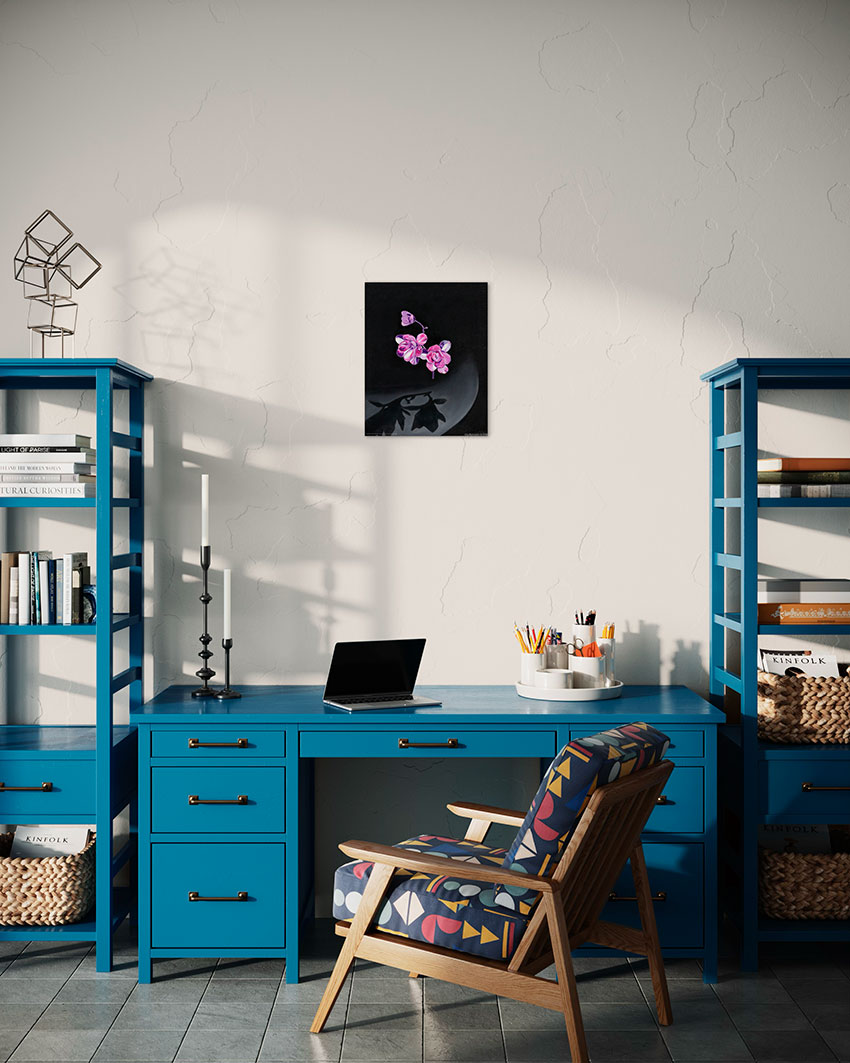 Картина со смыслом, розовый цветок "Без корней", маслом на холсте 50х40 см, 2018, YAPOTAPOVA