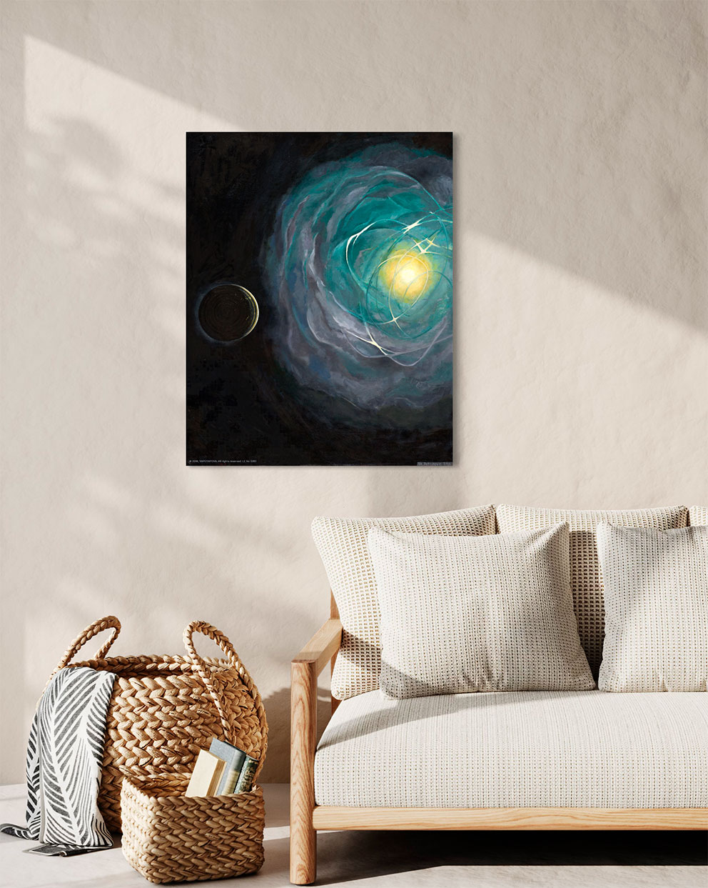 Картина со смыслом, планеты "Когерентность" маслом на холсте 100х80 см, 2018, YAPOTAPOVA