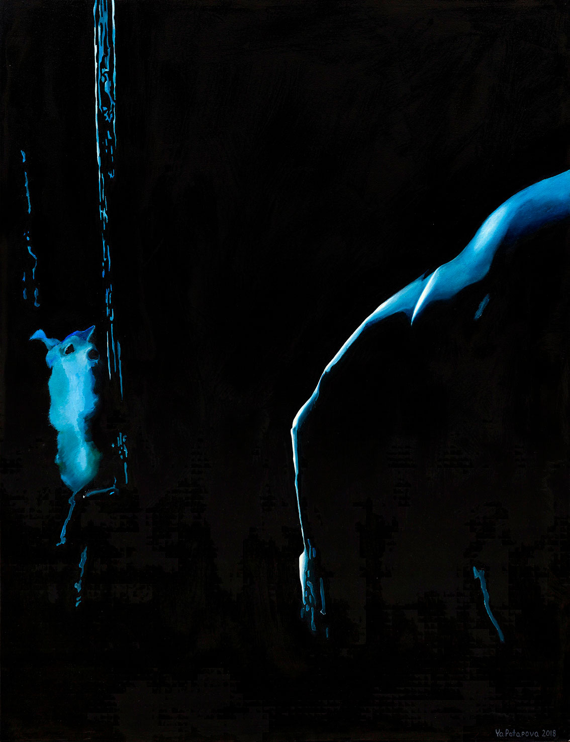 Картина со смыслом, силуэт человека "Усталость", маслом на холсте 130х100 см, 2018, YAPOTAPOVA