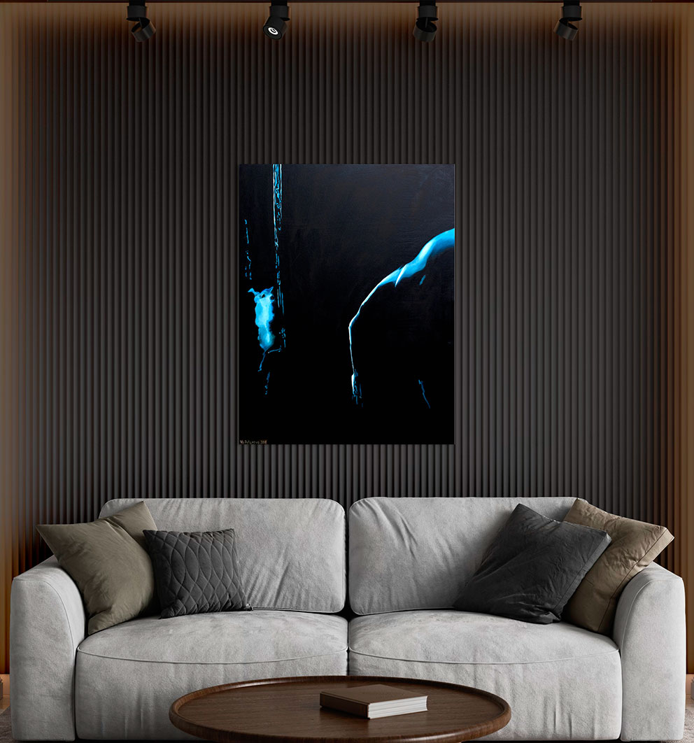 Картина со смыслом, силуэт человека "Усталость", маслом на холсте 130х100 см, 2018, YAPOTAPOVA