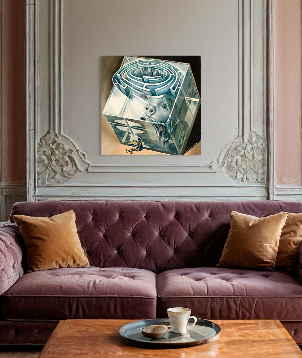 Картина со смыслом, человек в лабиринте "Принцесса", маслом на холсте 80х80 см, 2015, YAPOTAPOVA