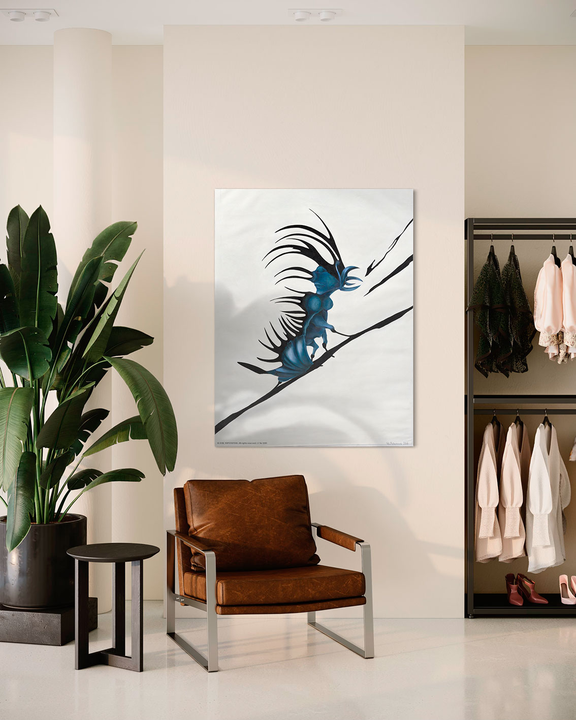 Картина со смыслом, сюр-насекомое "Невидимое начало 1", маслом на холсте 130х100 см, 2019, YAPOTAPOVA