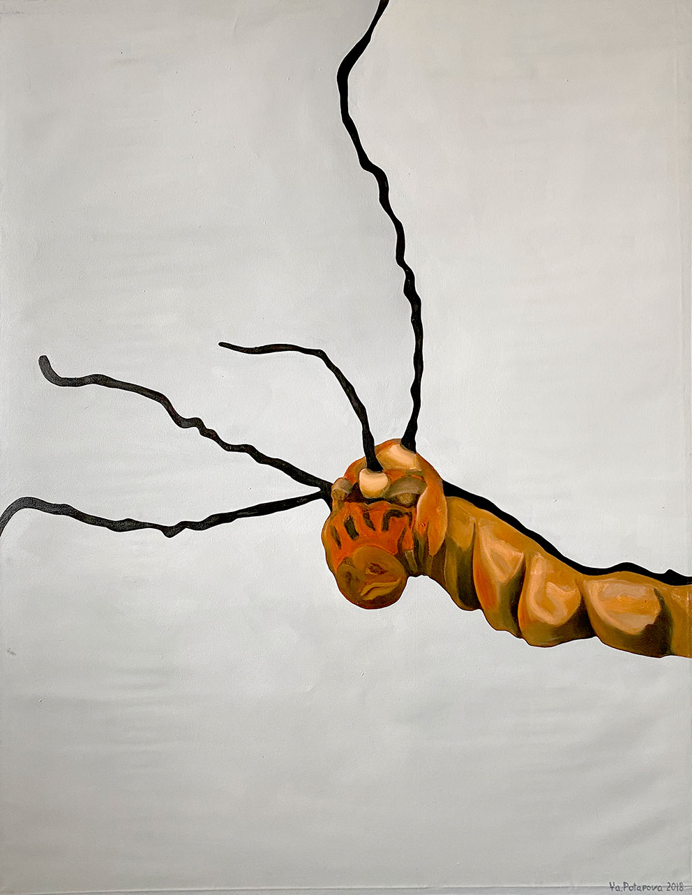 Картина со смыслом, сюр-насекомое "Невидимое начало 2", маслом на холсте 130х100 см, 2019, YAPOTAPOVA