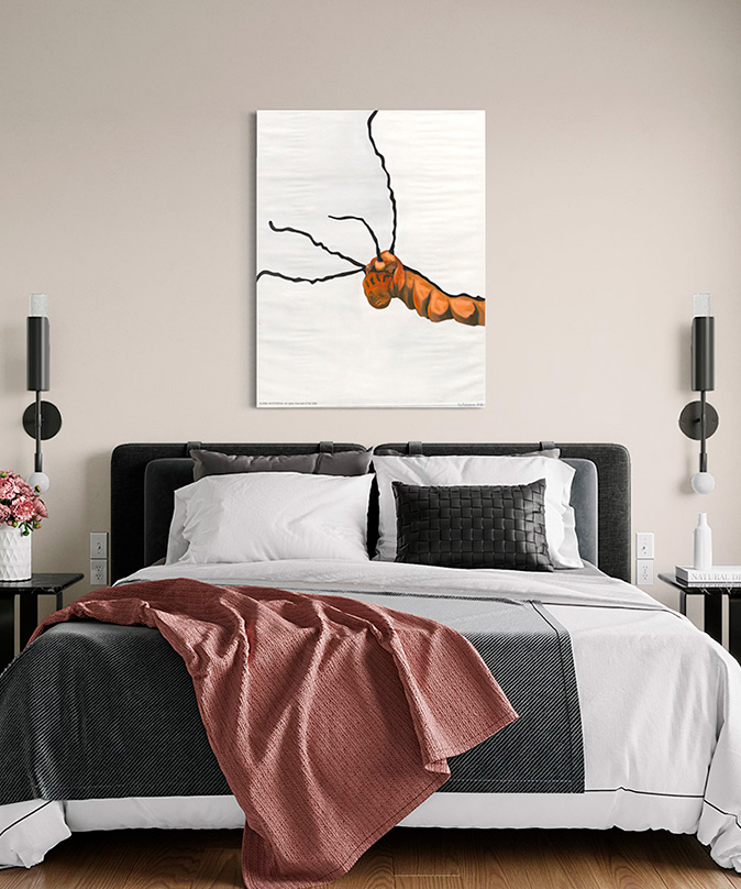 Картина со смыслом, сюр-насекомое "Невидимое начало 2", маслом на холсте 130х100 см, 2019, YAPOTAPOVA