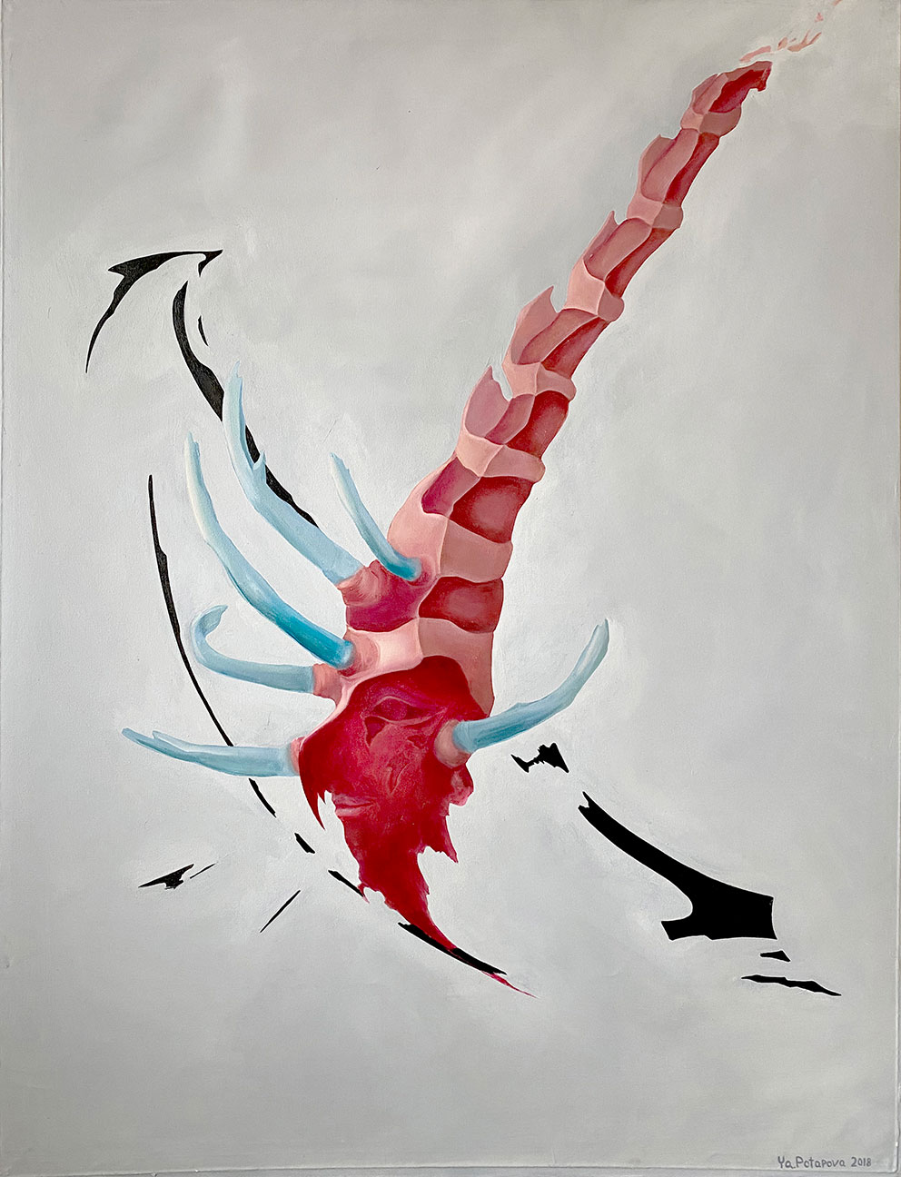 Картина со смыслом, сюр-насекомое "Невидимое начало 3", маслом на холсте 130х100 см, 2019, YAPOTAPOVA