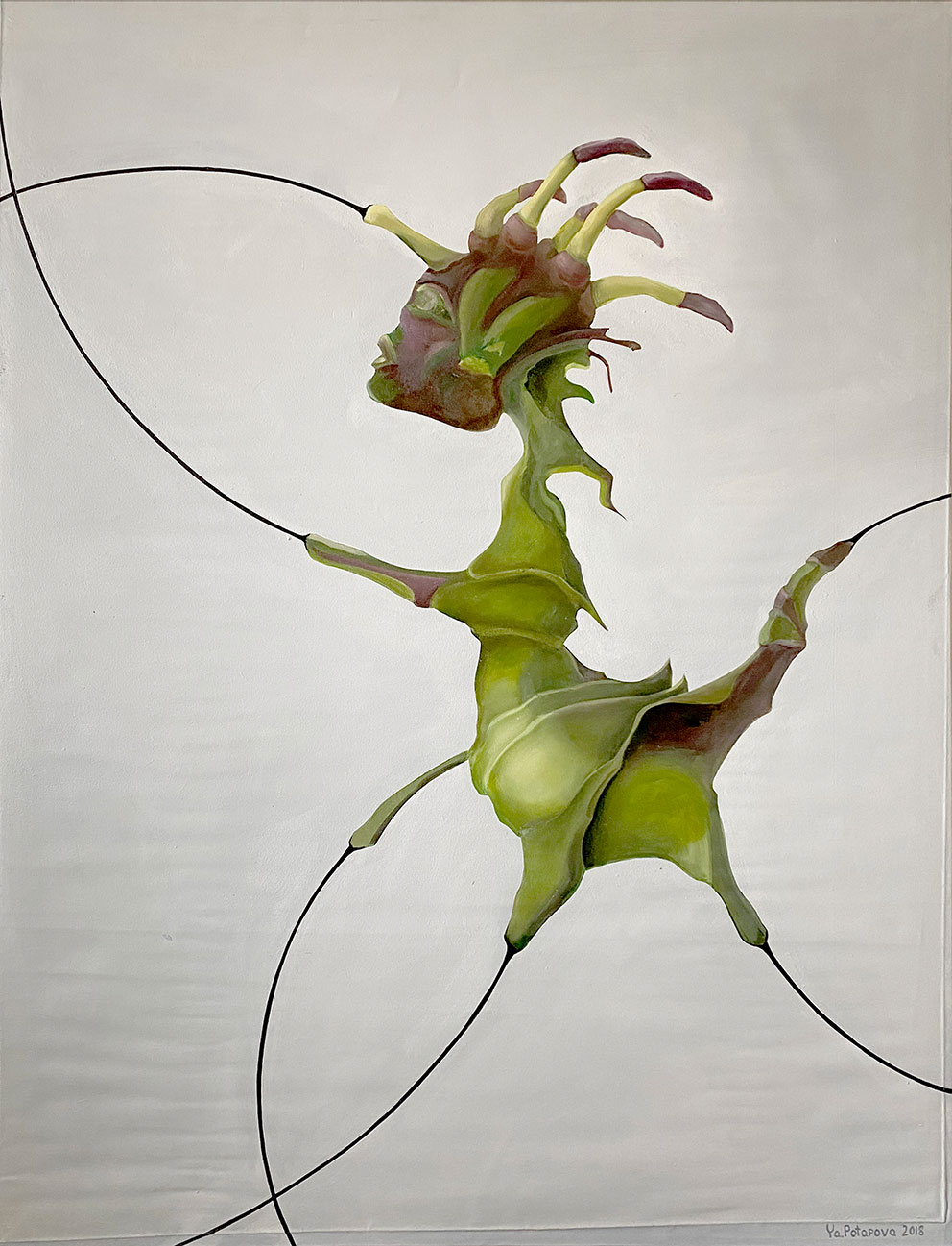 Картина со смыслом, сюр-насекомое "Невидимое начало 4", маслом на холсте 130х100 см, 2019, YAPOTAPOVA