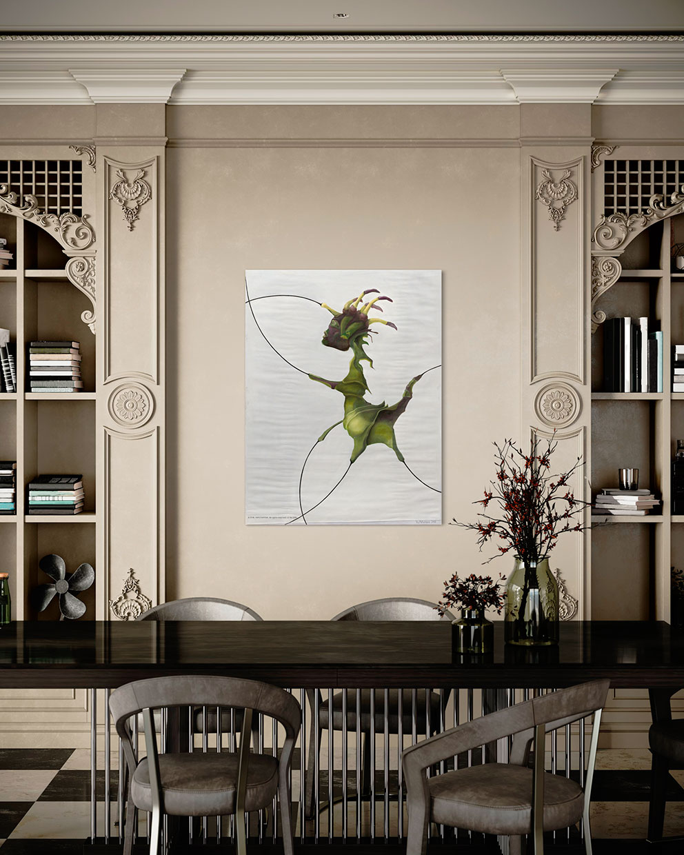 Картина со смыслом, сюр-насекомое "Невидимое начало 4", маслом на холсте 130х100 см, 2019, YAPOTAPOVA