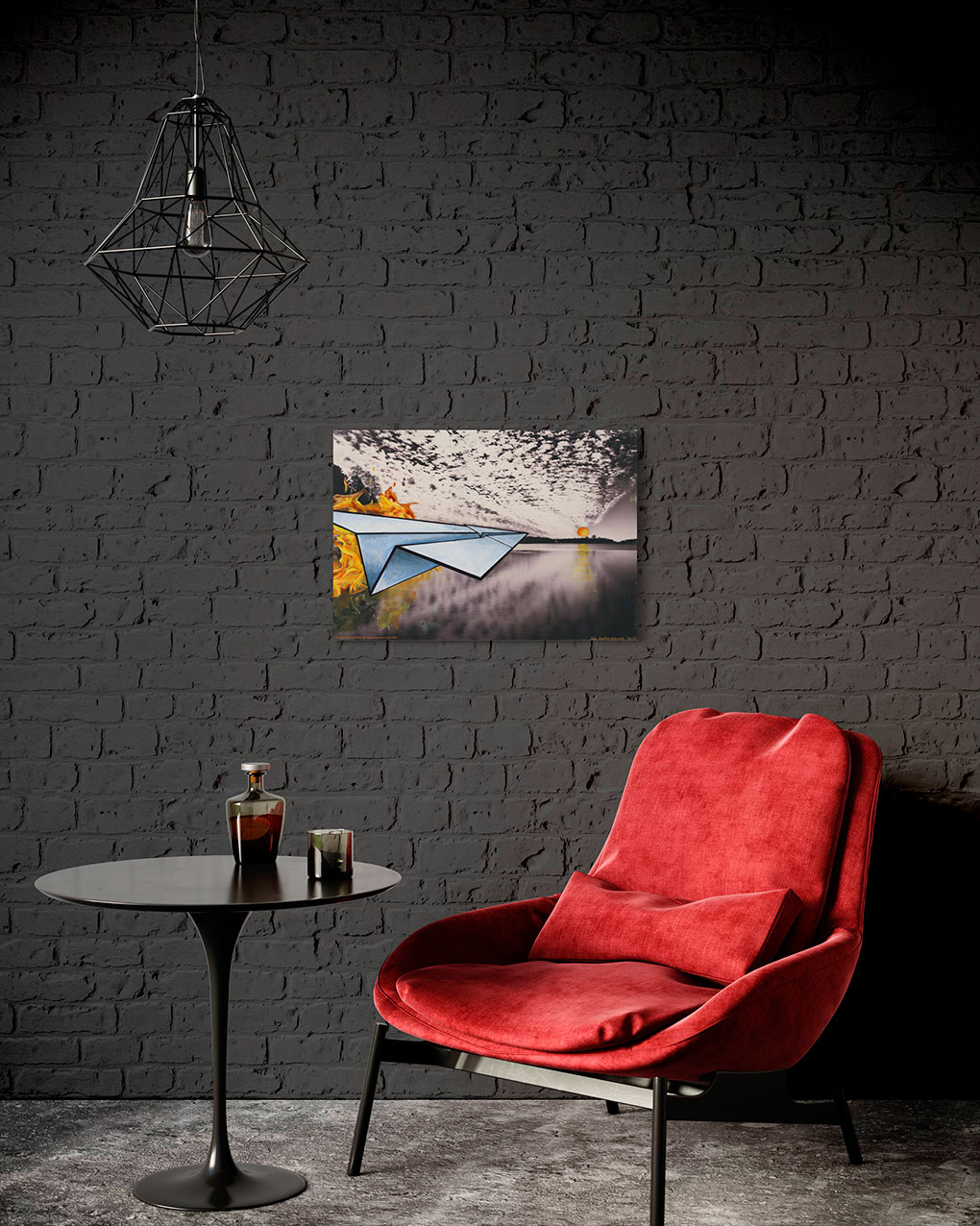 Картина со смыслом, бумажный самолетик "Свобода", маслом на холсте 45х65 см, 2020, YAPOTAPOVA. * Не для продажи.