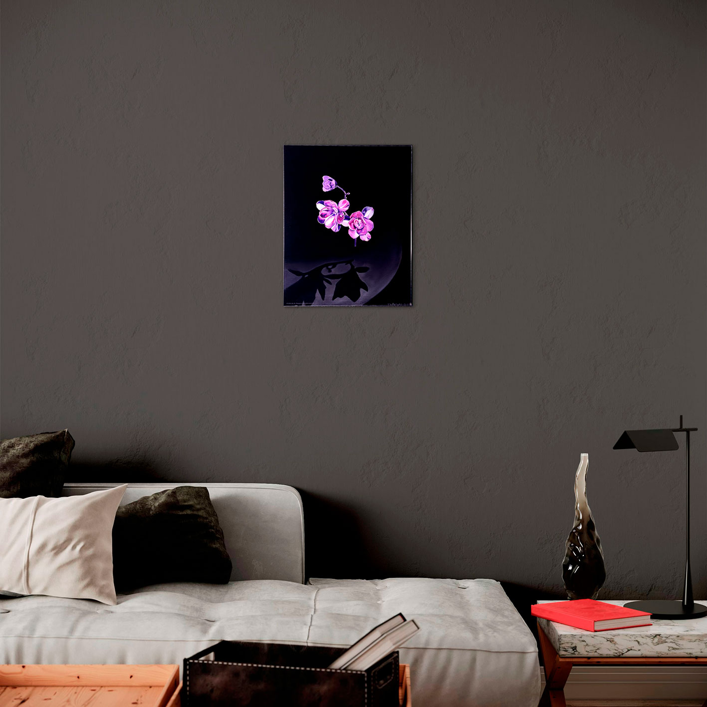 Современная принт-картина Deluxe, розовый цветок "Без корней", 50х40 см, стекло