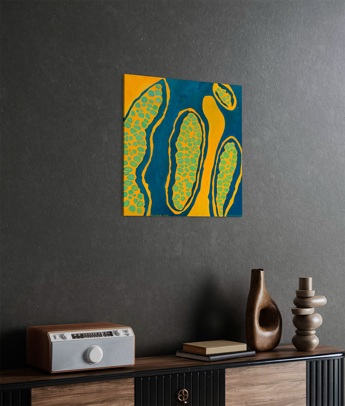 Современная принт-картина Deluxe, абстракция "В потоке 8", 50х50 см, стекло