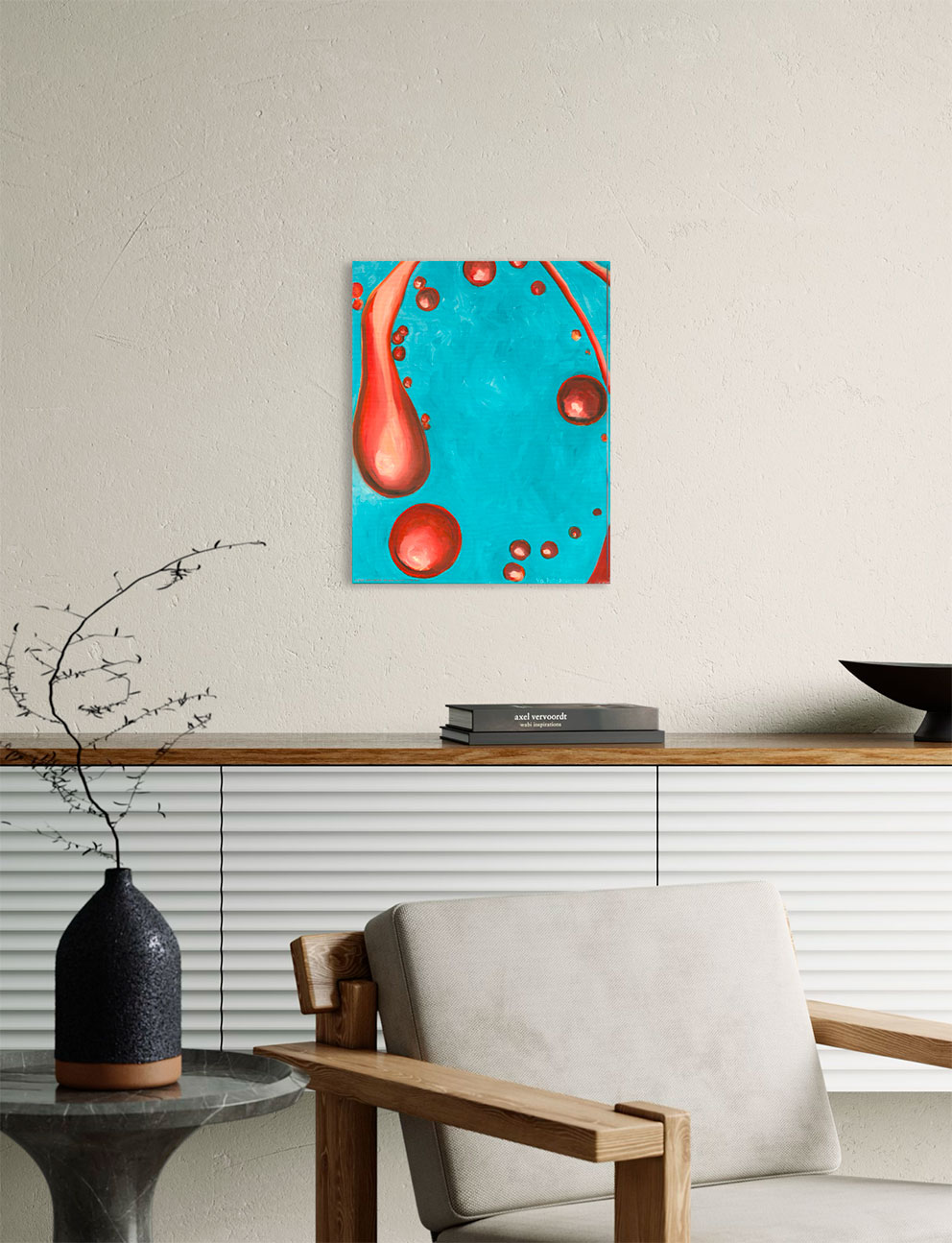 Cовременная принт-картина Deluxe, абстракция "В потоке 10", 50х40 см, стекло