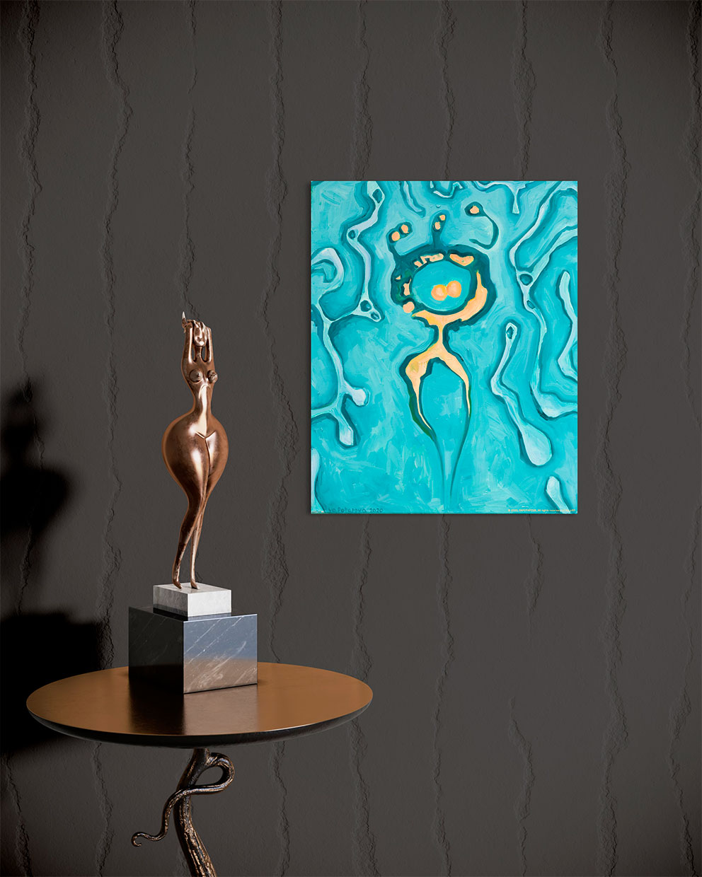 Современная принт-картина Deluxe, абстракция "В потоке 11", 50х40 см, стекло