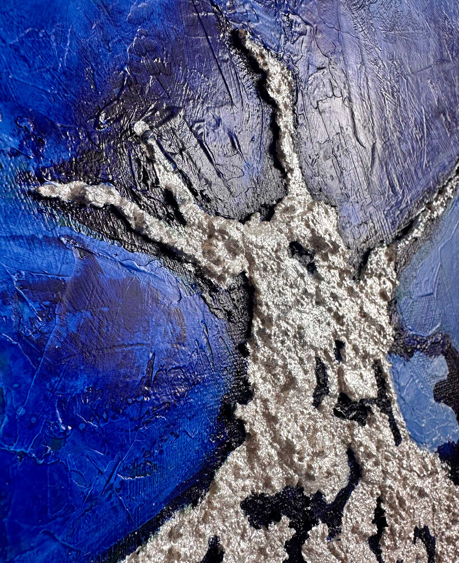 Фактурная картина "Уверенность", холст 50х40 см, акрил, декор. паста, поталь цвет зеребра