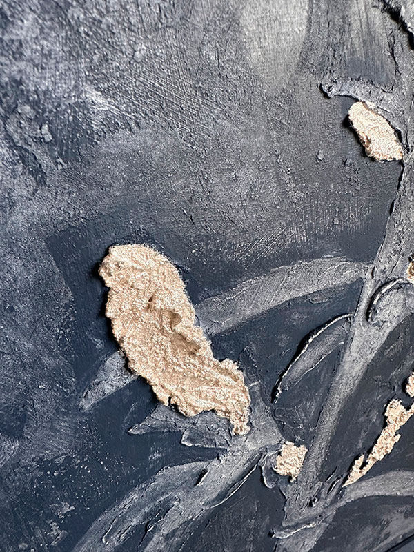 Фактурная картина "Цветок гармонии", холст 50х40 см, акрил, поталь цвета бронза