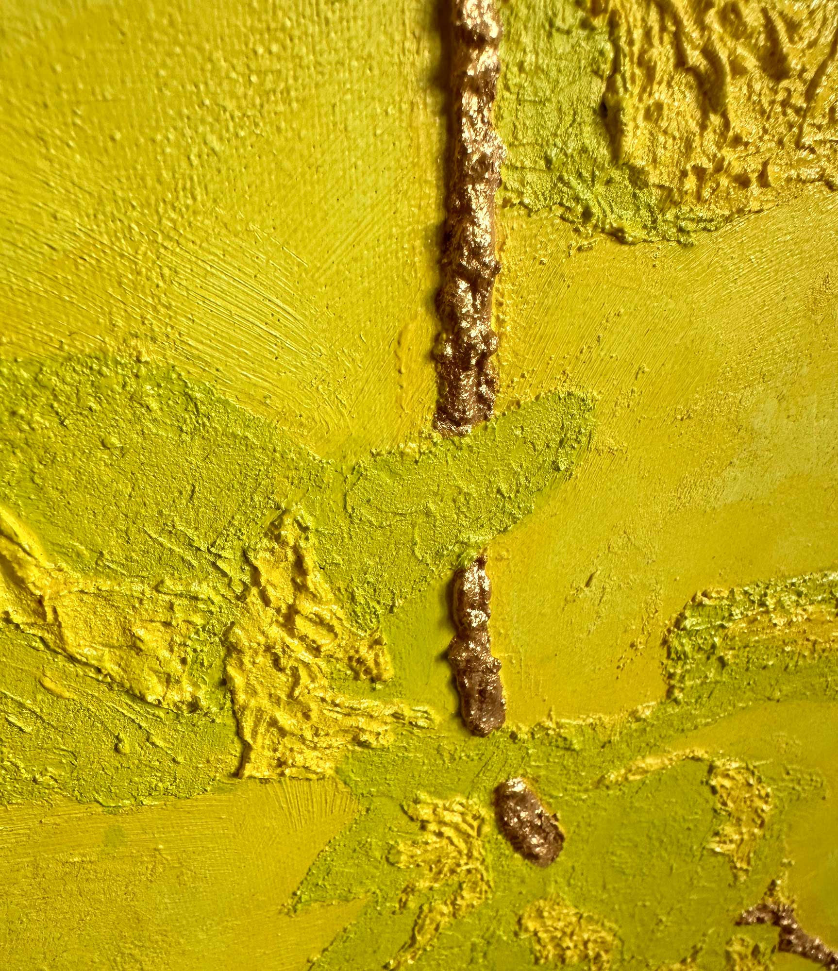 Фактурная картина "Солнечный цветок", холст 50х40 см, акрил, декор. паста, поталь цвет бронзы