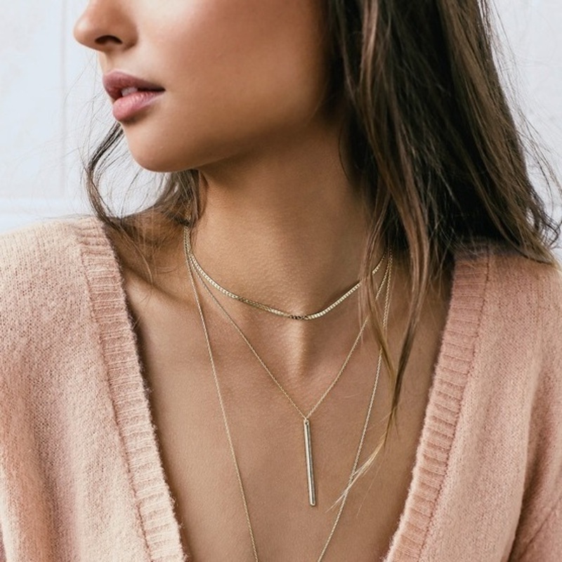 Подвеска золочёная палочка Necklace Rod Gold