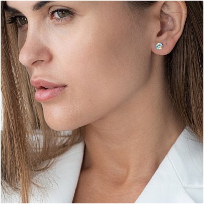 Серьги-пусеты серебряные с кристаллами Crystal Ball Color