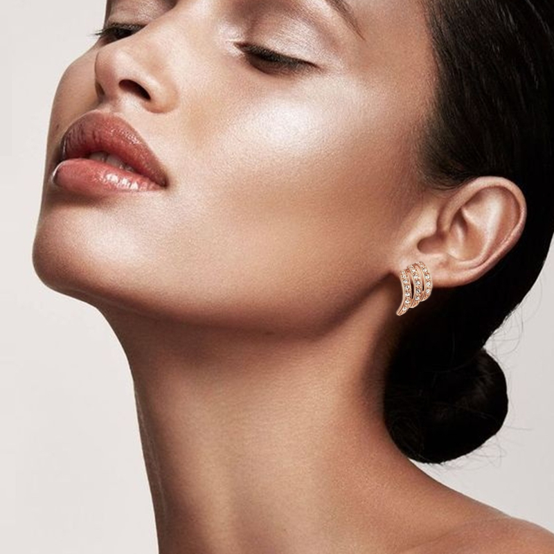 Серьги-пусеты золочёные с кристаллами Angel Wings Gold