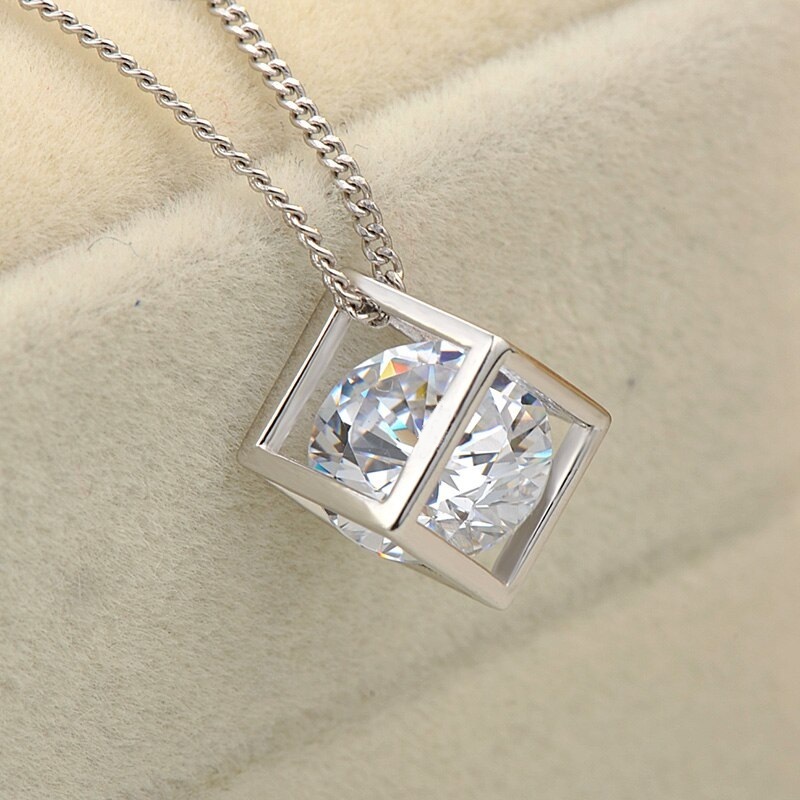 Подвеска серебряная кубик с кристаллом Crystal Cube Silver