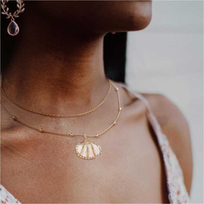 Подвеска золочёная ракушка Shell Cardita Broad Ribbed Gold