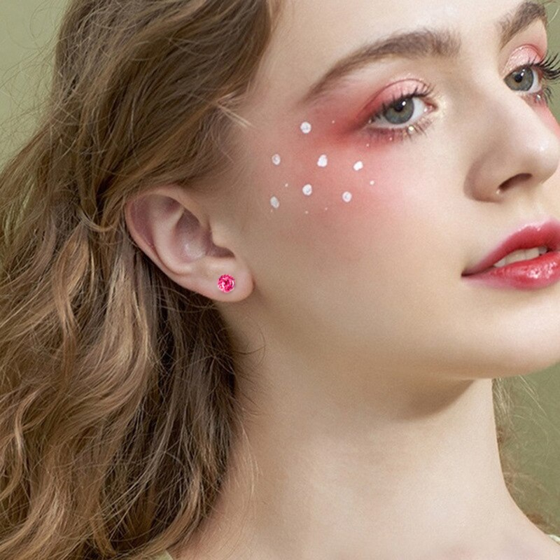 Серьги-пусеты серебряные с кристаллами Crystal Ball Rose