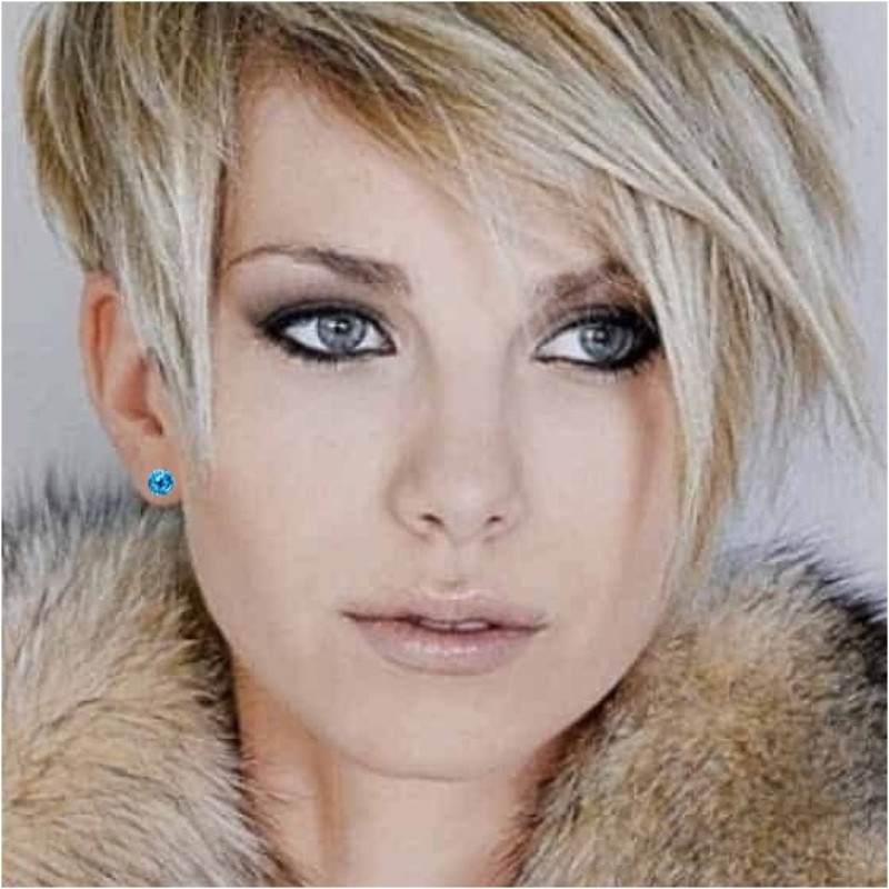 Серьги-пусеты серебряные с кристаллами Crystal Ball Blue Earrings Silver