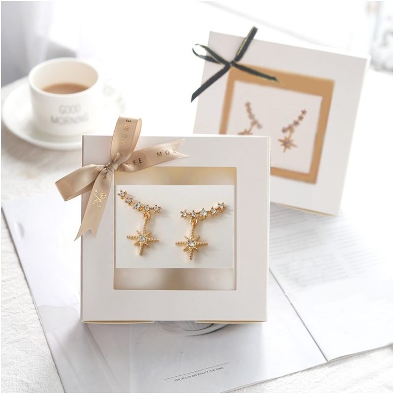 Серьги-пусеты золочёные с кристаллами Crystal Bright Star