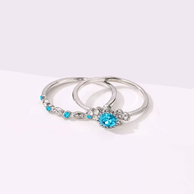 Кольцо серебряное с кристаллами Turquoise & White Crystals Double Ring Silver