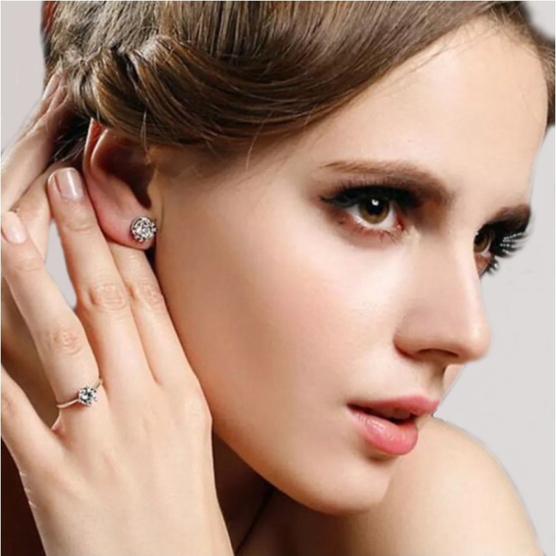 Серьги-пусеты серебряные с кристаллами Crystal Princess Crown Earrings Silver