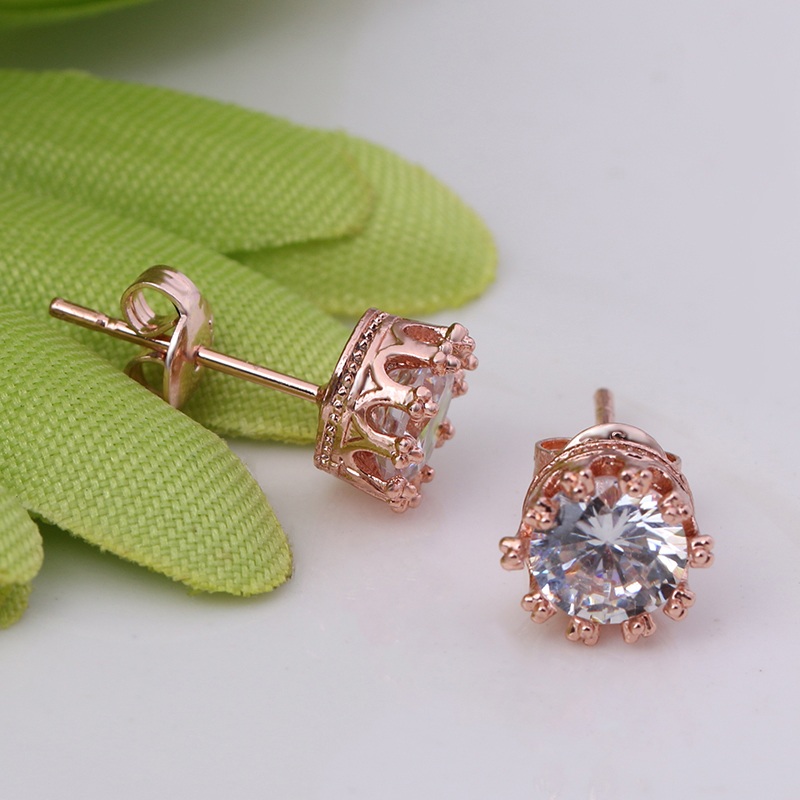 Серьги-пусеты золочёные с кристаллами Crystal Princess Crown Earrings Gold