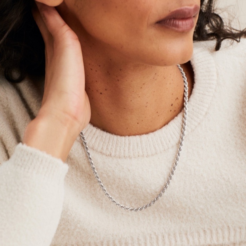 Цепочка серебряная французская веревочка Chain Rope Silver ширина 2 мм длина 55 см.