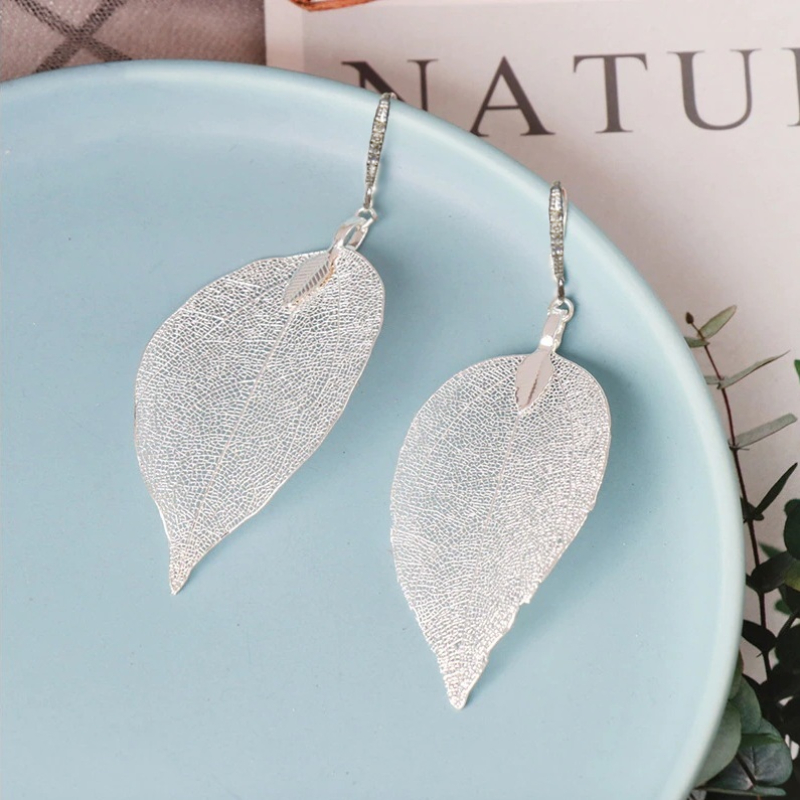Серьги серебряный лист сирени Earrings Lilac Leaf Silver
