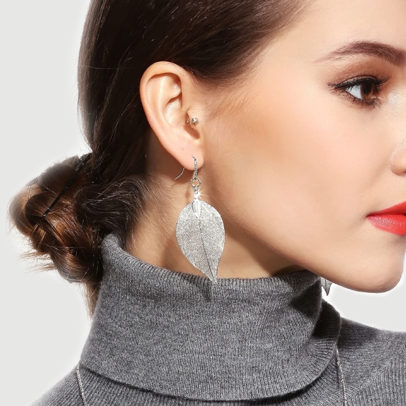 Серьги серебряный лист сирени Earrings Lilac Leaf Silver