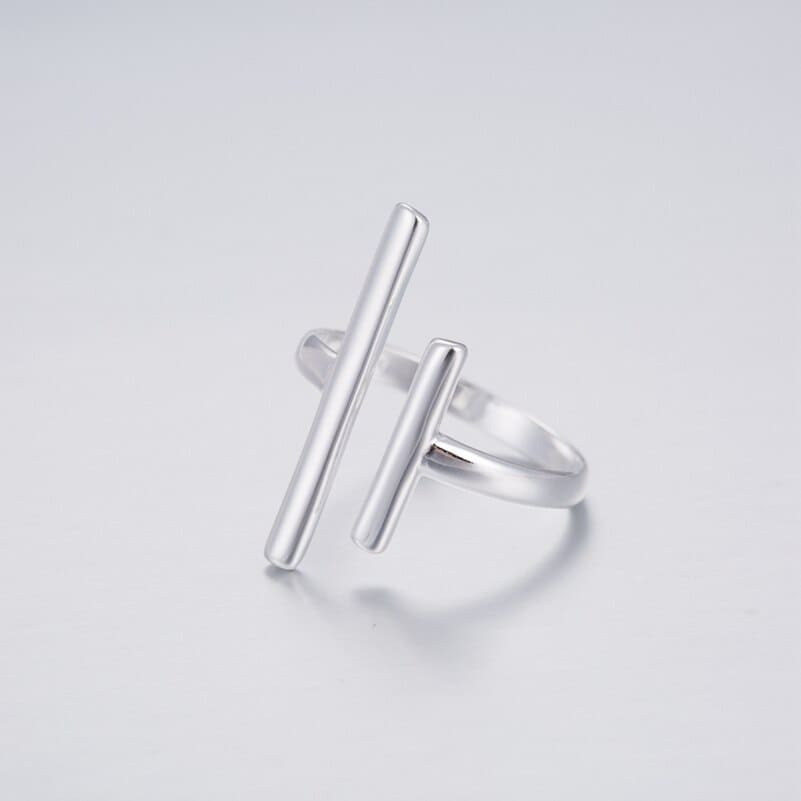 Кольцо регулируемое серебряное Parallel Sticks Adjustable Ring Silver