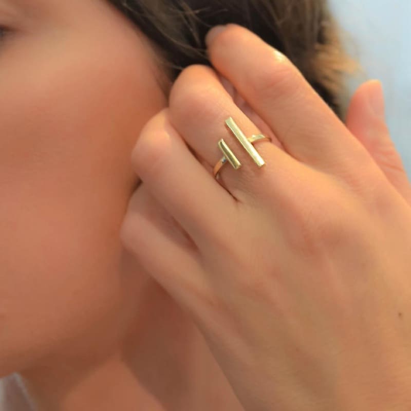 Кольцо регулируемое золочёное Parallel Sticks Adjustable Ring Gold