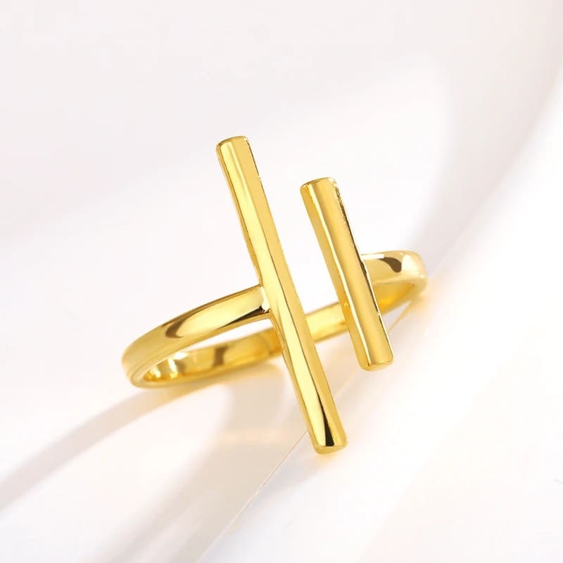 Кольцо регулируемое золочёное Parallel Sticks Adjustable Ring Gold