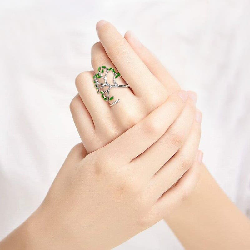 Кольцо регулируемое серебряное Olive Tree of Life Adjustable Ring Silver