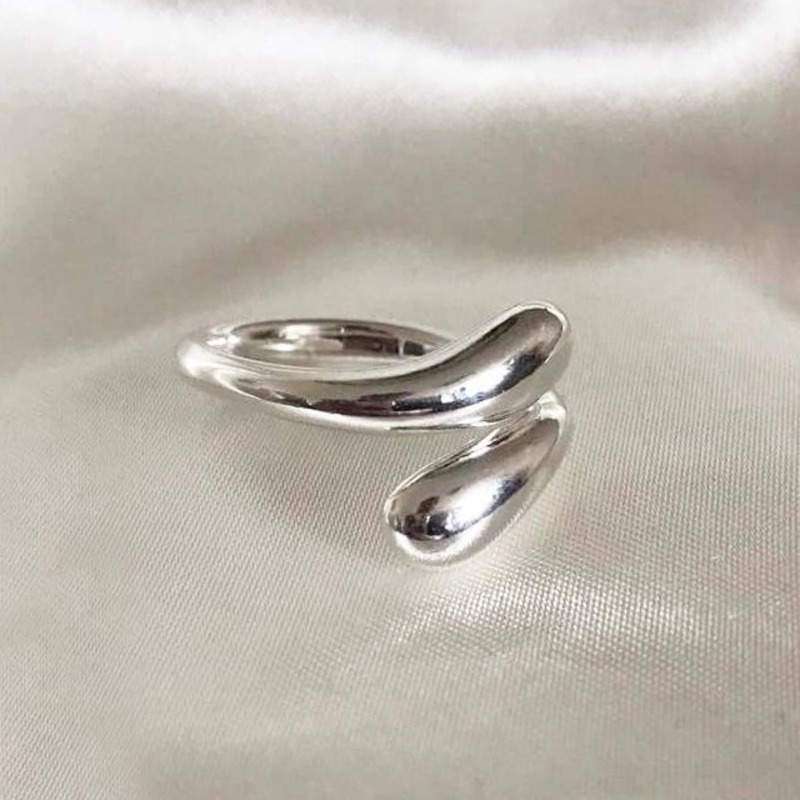 Кольцо регулируемое серебряное Dew Drops Adjustable Ring Silver