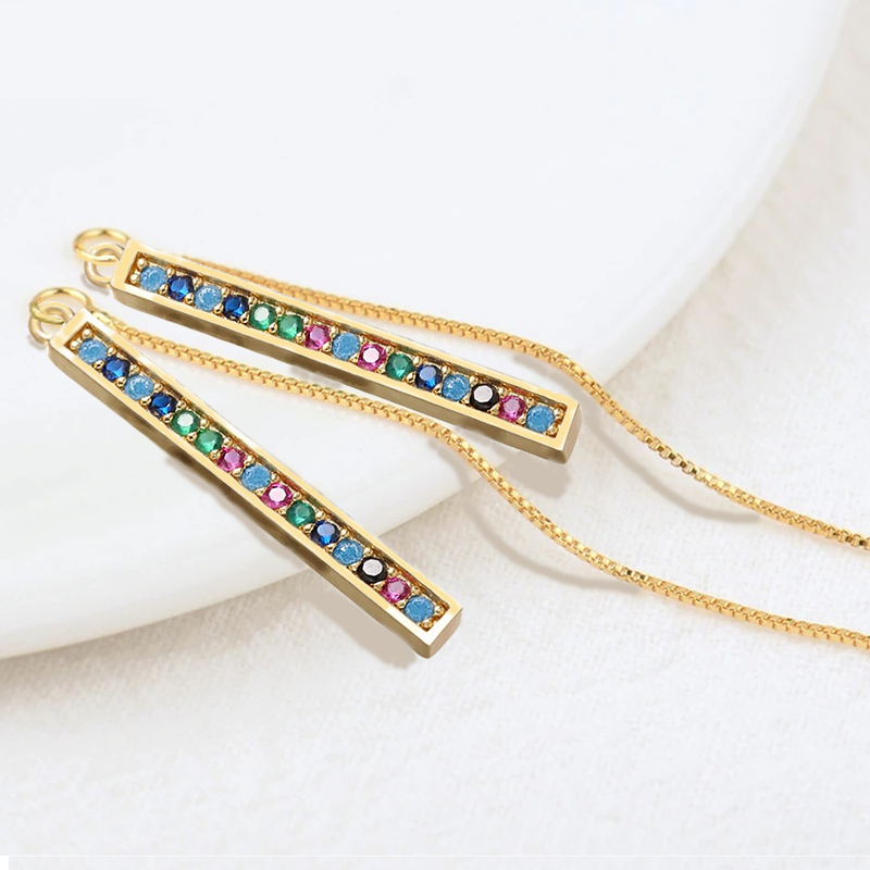 Серьги-цепочки золочёные Sticks Crystals Chain Earrings Gold