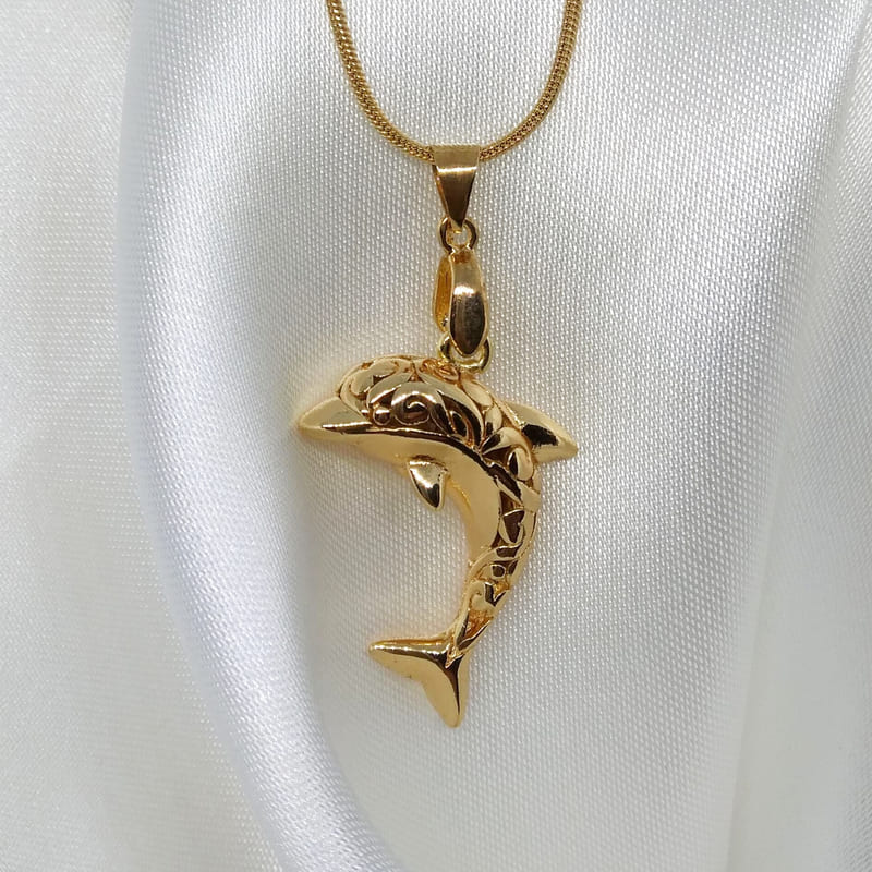 Подвеска золочёная дельфин Dolphin Necklace Gold