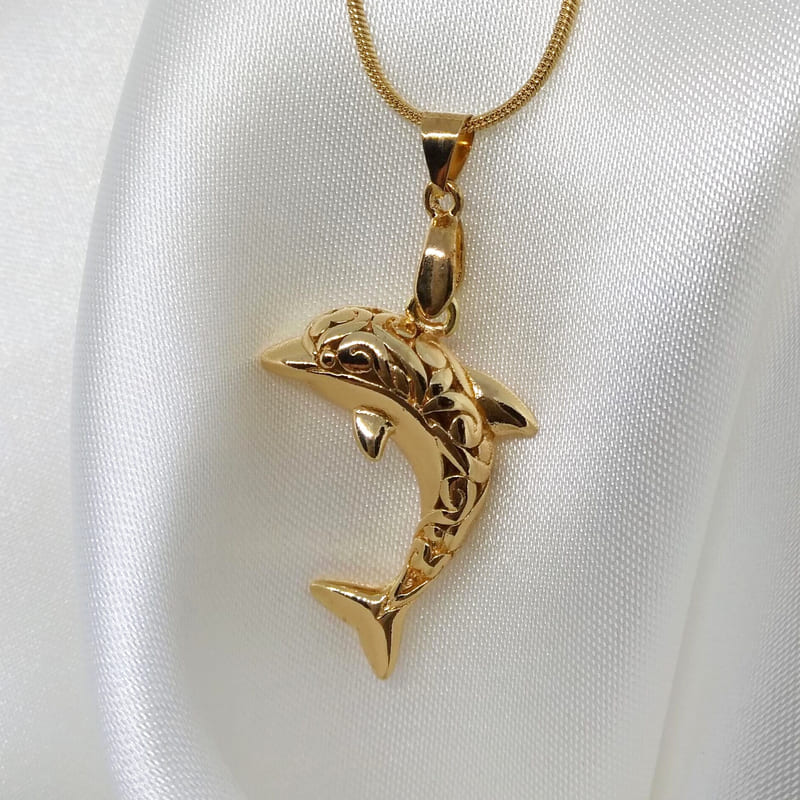 Подвеска золочёная дельфин Dolphin Necklace Gold