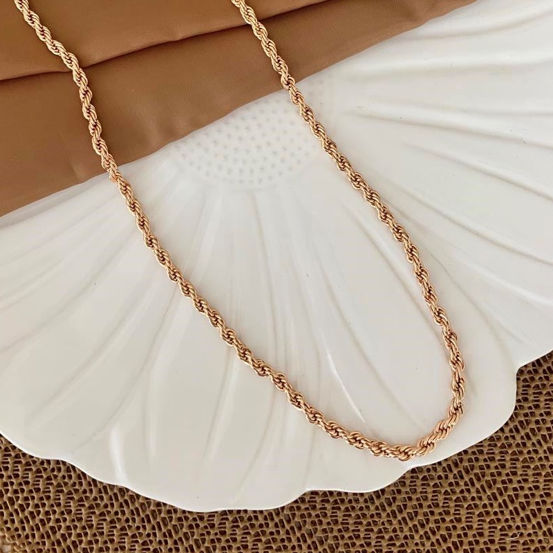 Цепочка золочёная французская веревочка Rope Chain KC Gold ширина 5 мм длина 45 см.