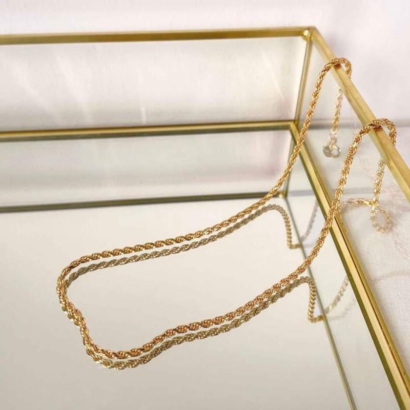 Цепочка золочёная французская веревочка Rope Chain KC Gold ширина 4 мм длина 50 см.
