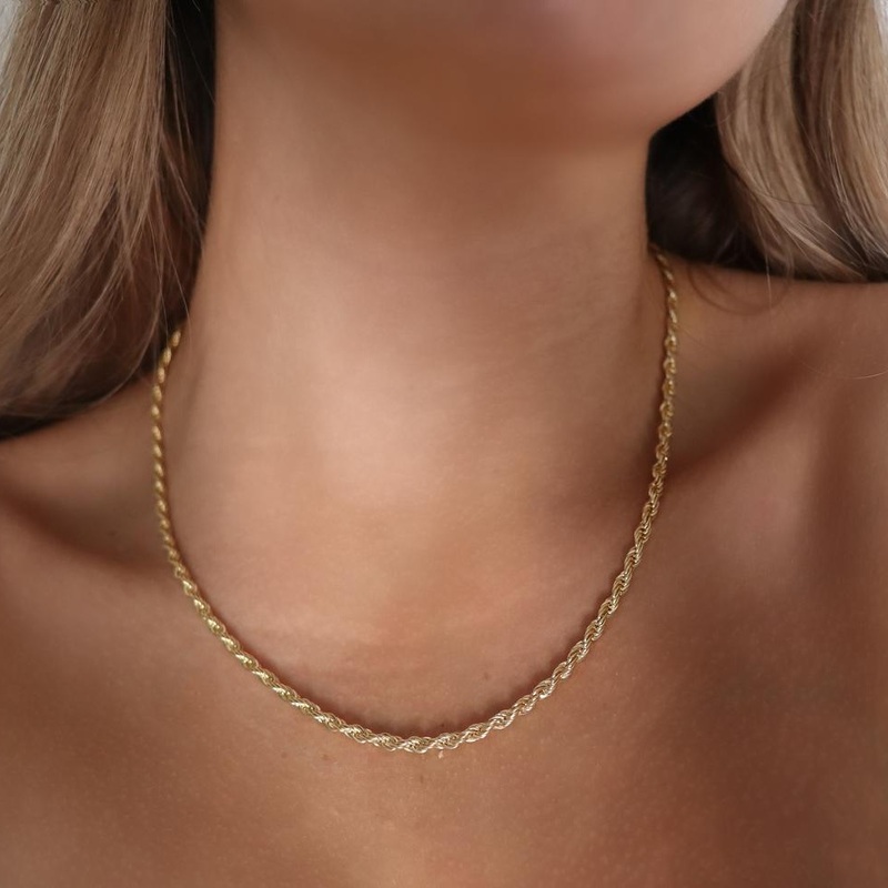 Цепочка золочёная французская веревочка Rope Chain KC Gold ширина 4 мм длина 50 см.