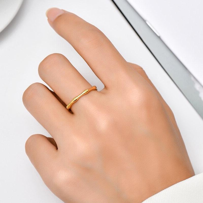 Кольцо регулируемое золочёное Bamboo Adjustable Ring Gold