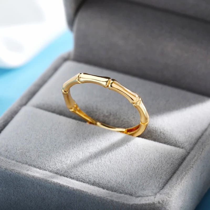 Кольцо регулируемое золочёное Bamboo Adjustable Ring Gold