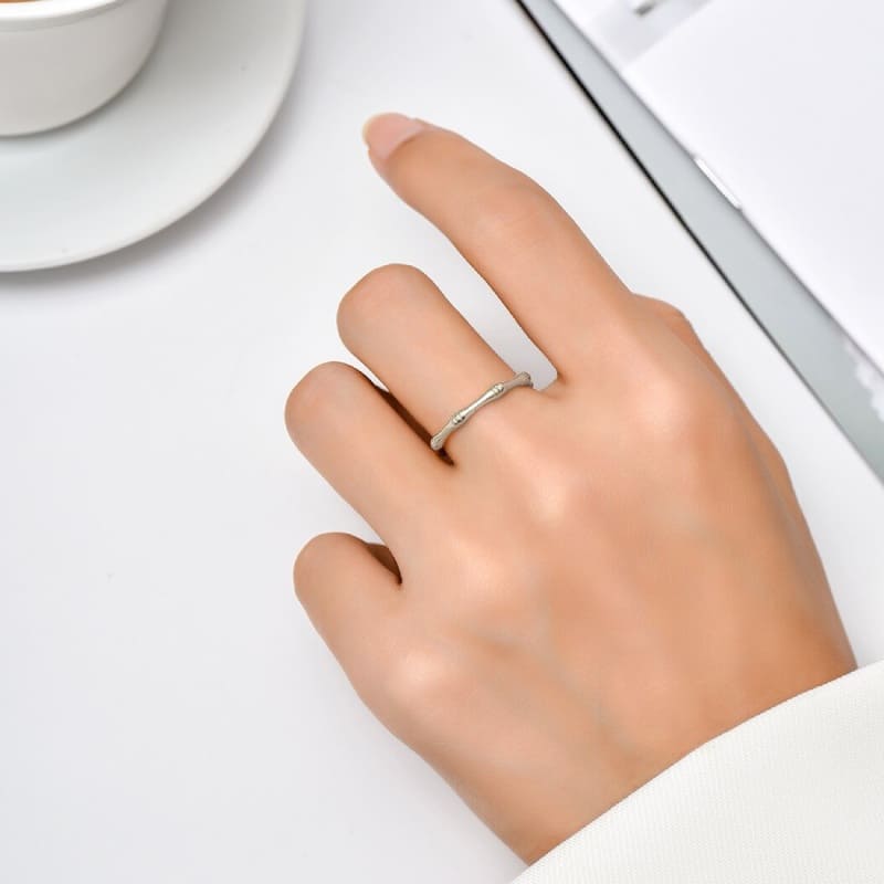 Кольцо регулируемое серебряное Bamboo Adjustable Ring Silver