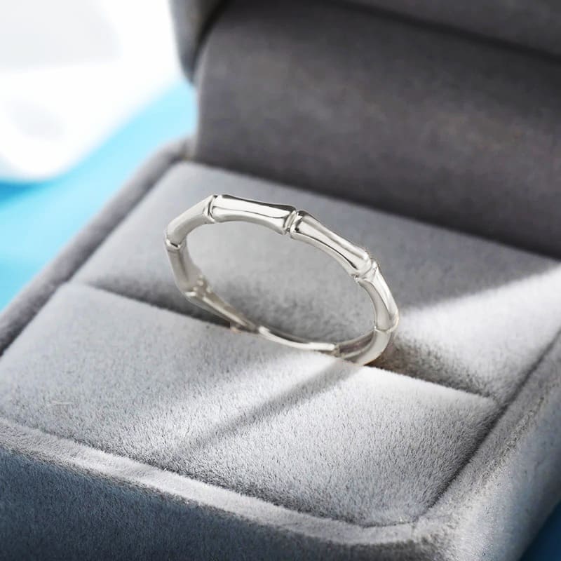 Кольцо регулируемое серебряное Bamboo Adjustable Ring Silver